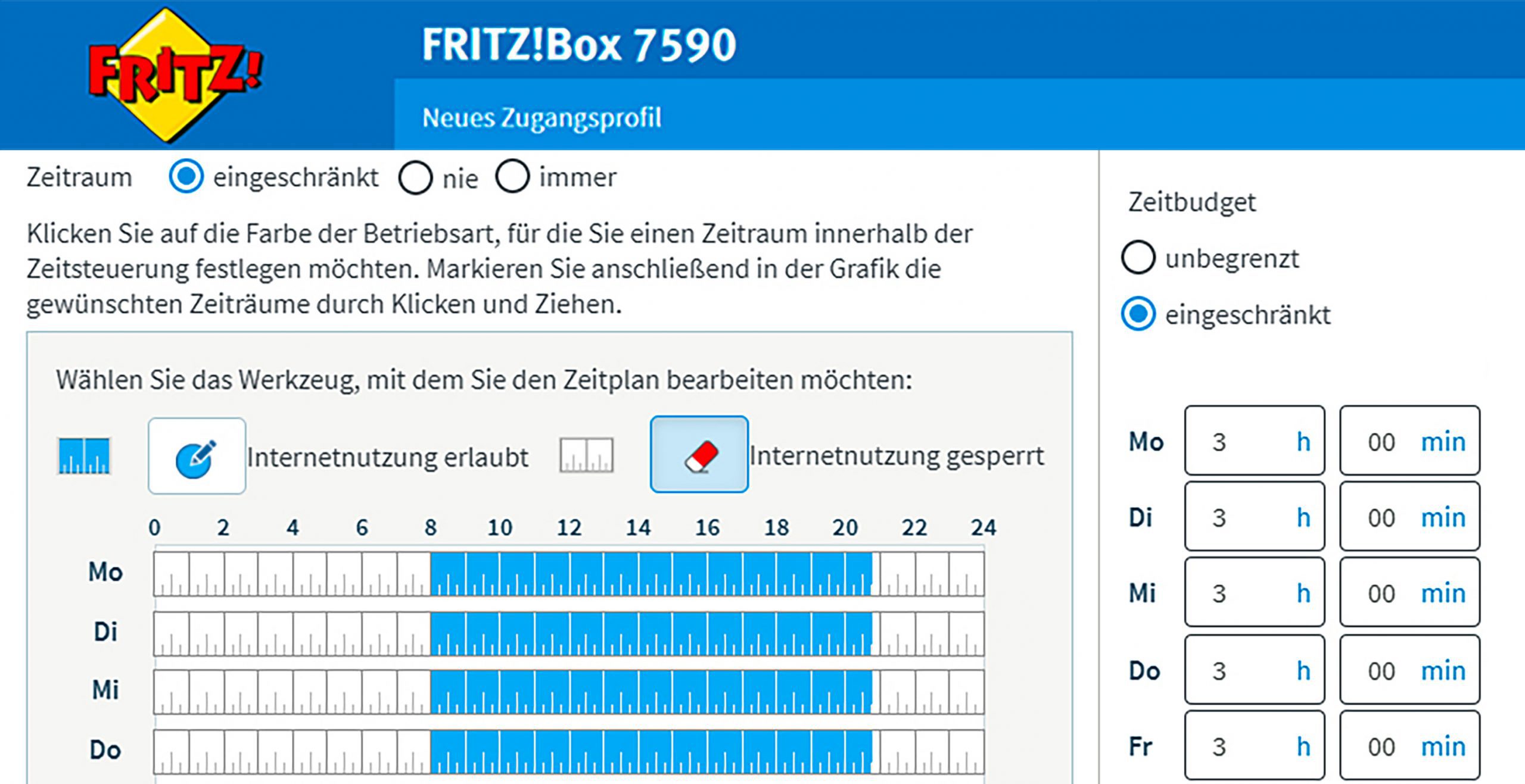 WLAN-Router Fritzbox mit Kindersicherung