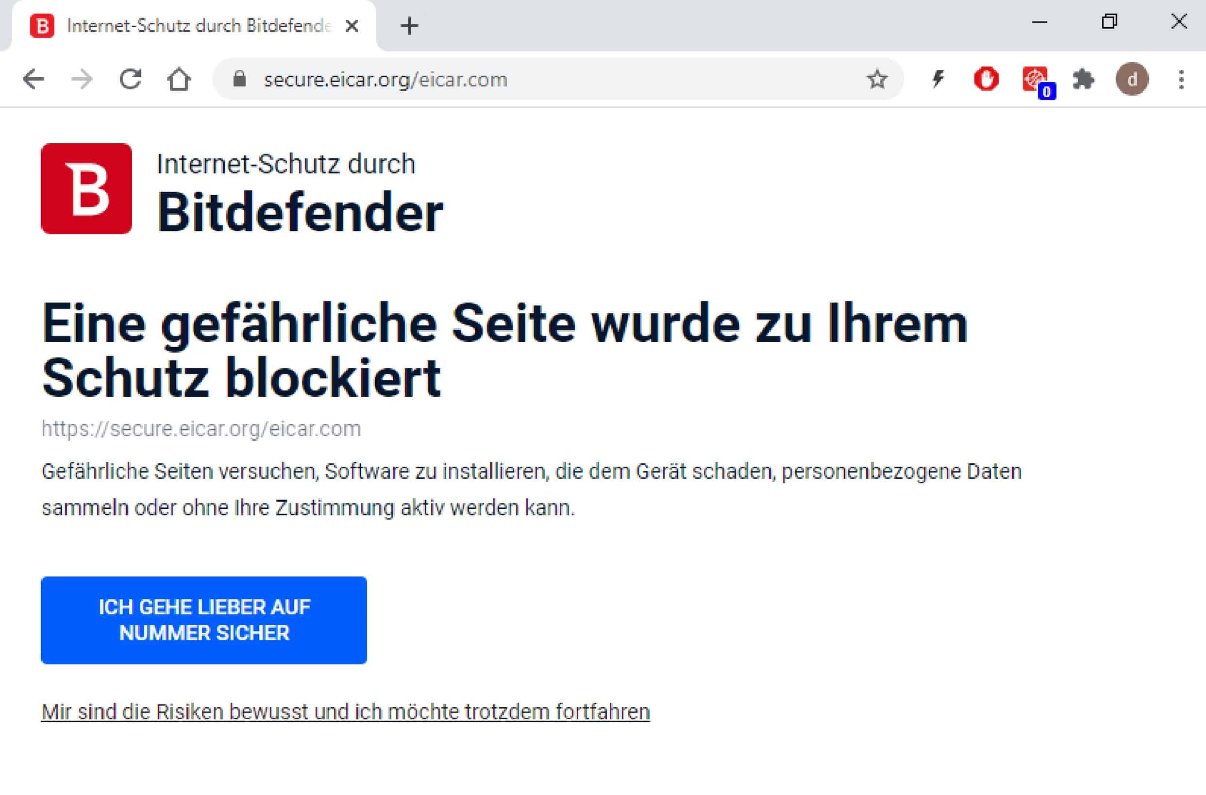 Bitdefender_Meldung Seite