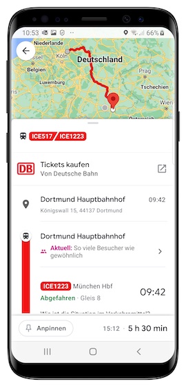 Die App von Google Maps auf einem Smartphone