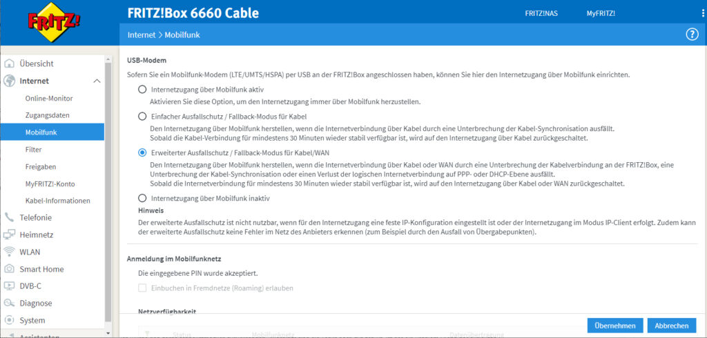 Fritzbox-Einstellungen für LTE