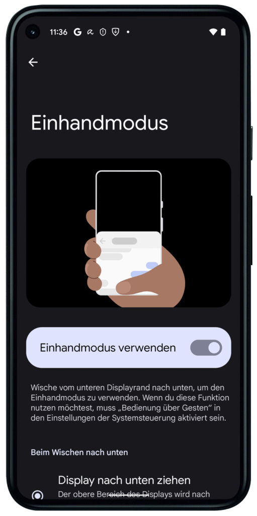 Einhandmodus Android