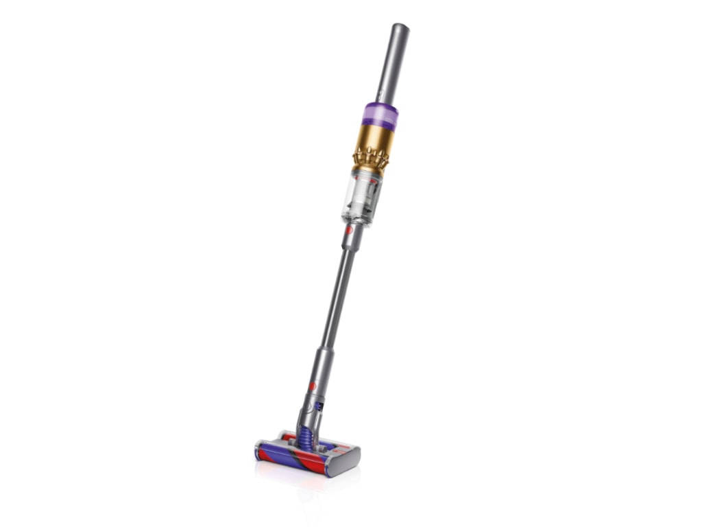 Dyson Omni Glide Plus Akkusauger schräg von vorne, stehend auf weißem Hintergrund