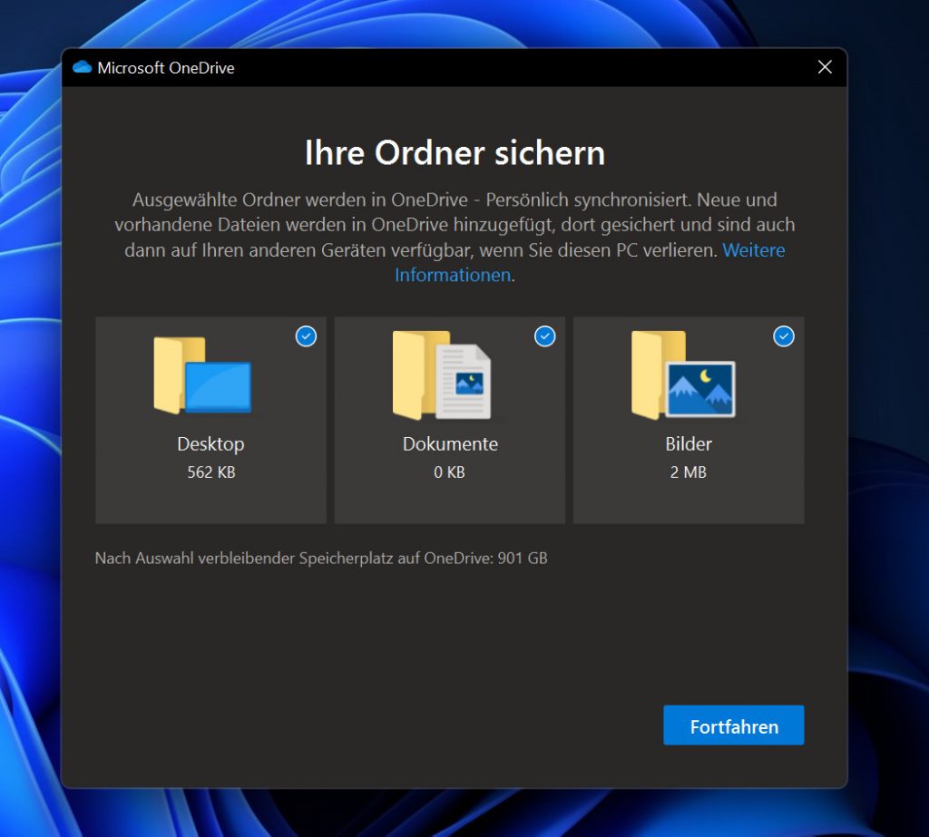 Screenshot One Drive installieren