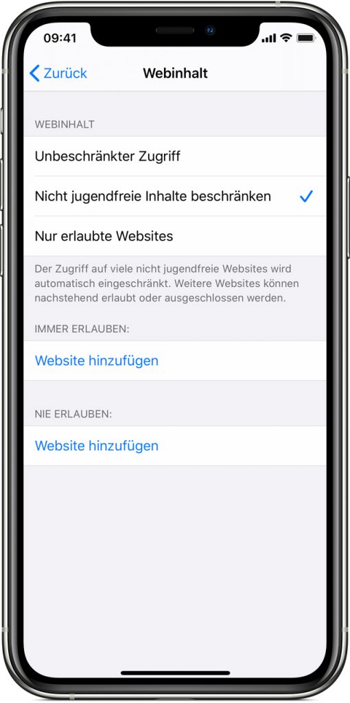 Kindersicherung auf dem iPhone