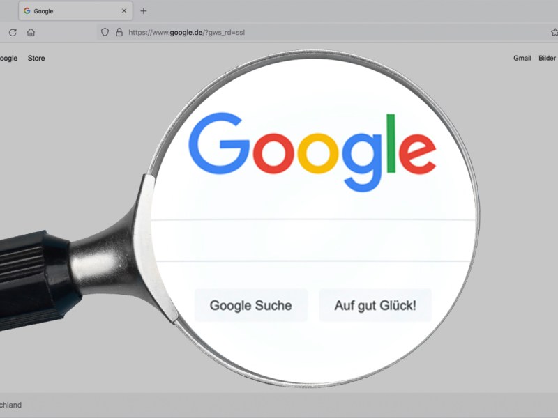 Vergrößerungsglas über Googlesuche