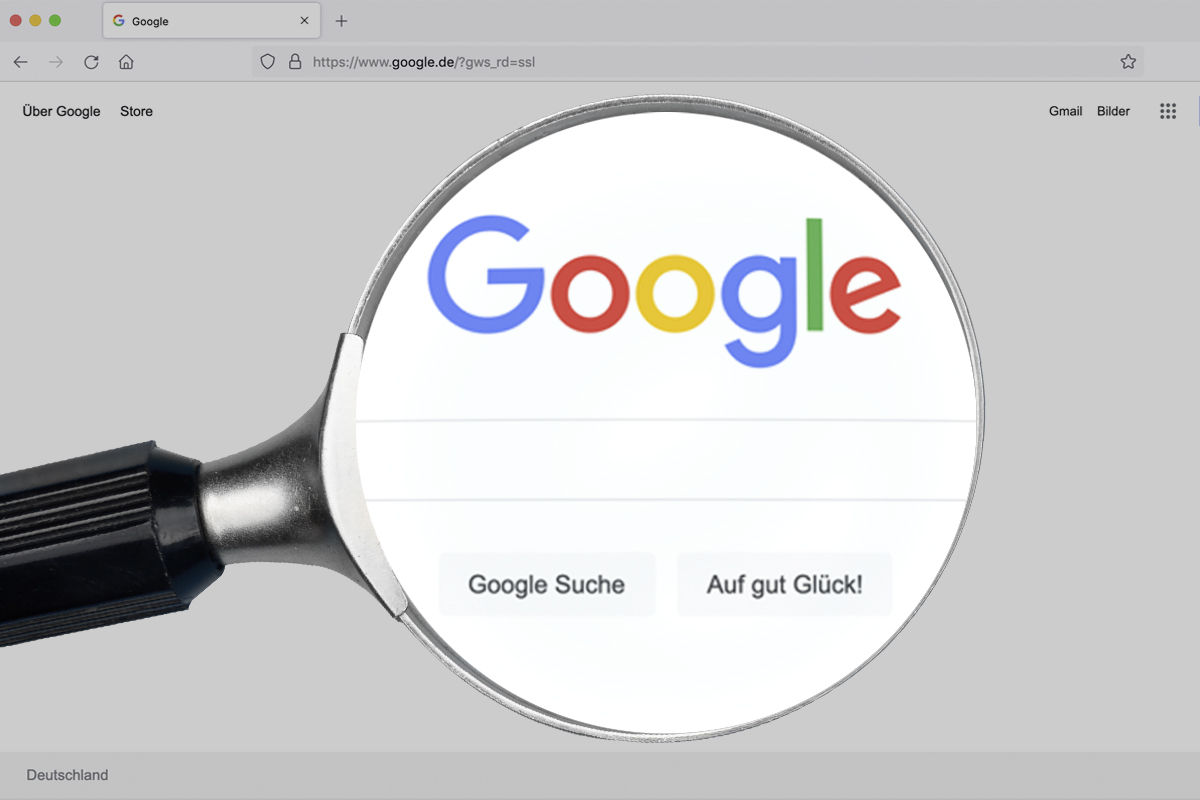 Vergrößerungsglas über Googlesuche