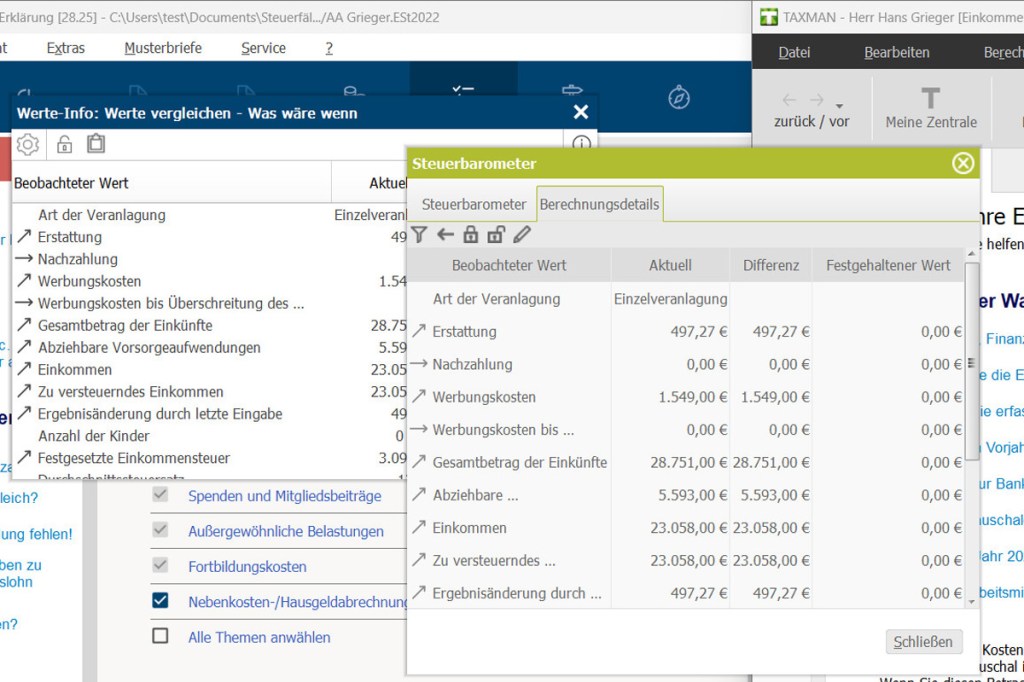 Taxman 2023 Steuersparerklärung Vergleich