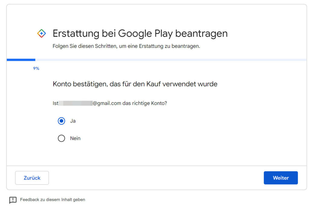 Erstattung von Apps bei Google Play