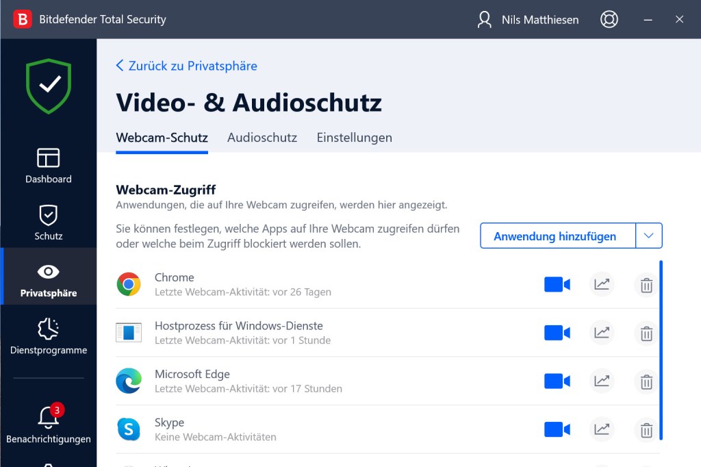 Bitdefender Webcam-Schutz