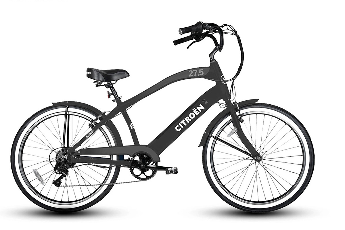 E-bike vom Autohersteller Citroën als Freisteller vor weißem Hintergrund.