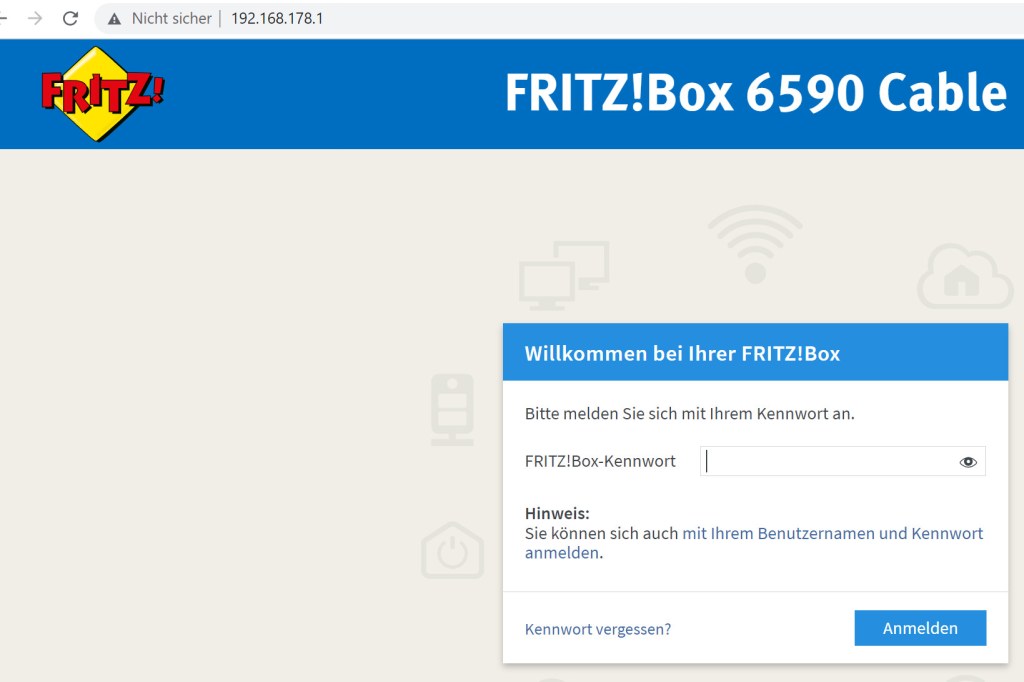 Fritz!Box-Anmeldung