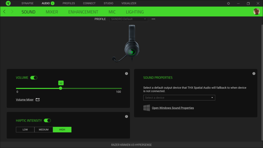 Die Software des Razer-Headsets