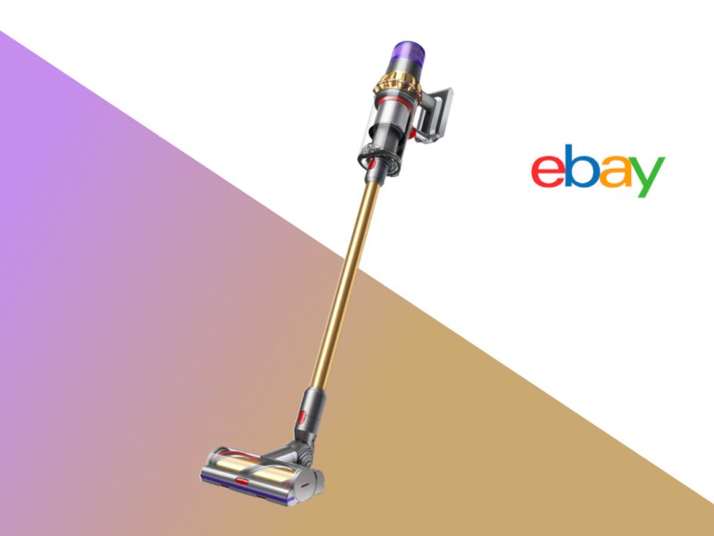 Goldener Dyson Staubsaugers mit dem eBay Logo in der oberen rechten Ecke.