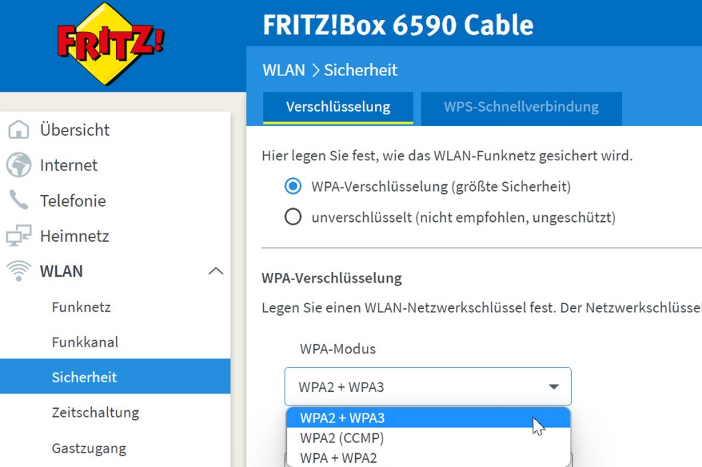 WPA3 in FRITZ!Box aktivieren