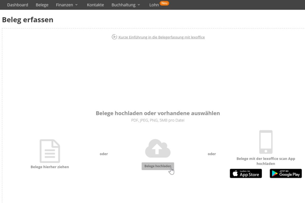 Belege importieren mit Lexoffice