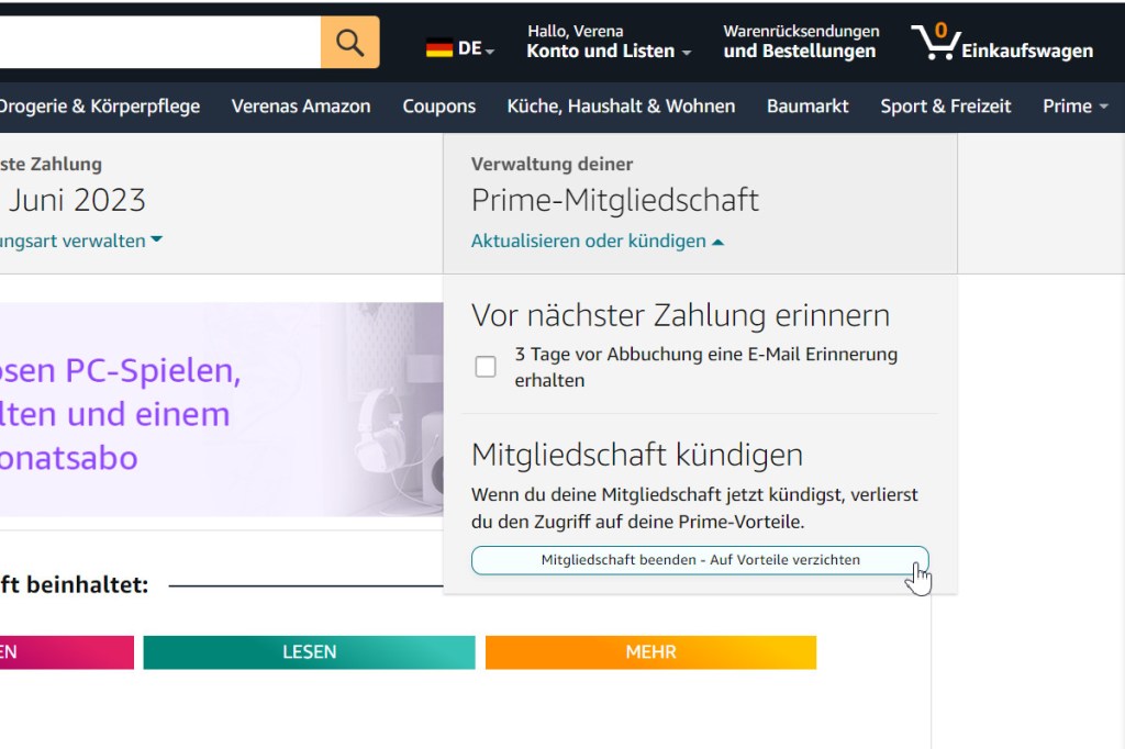 Amazon Prime kündigen