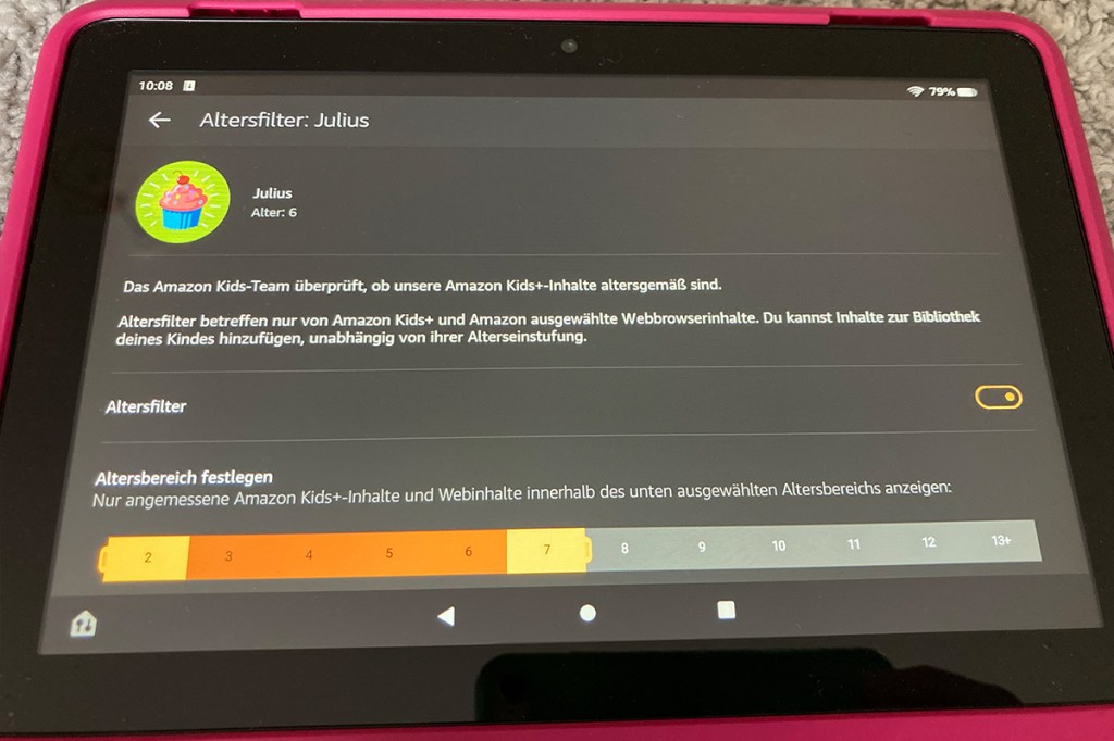 Alterseinstellung beim Amazon Fire HD8 Kids Pro