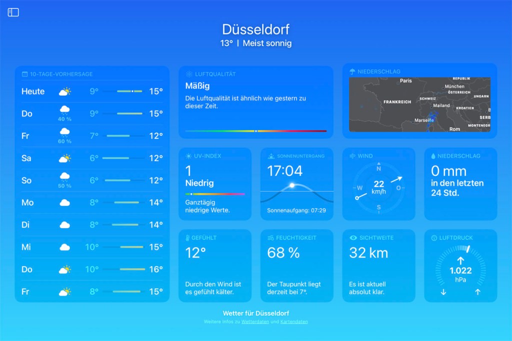 Wetter App iPad