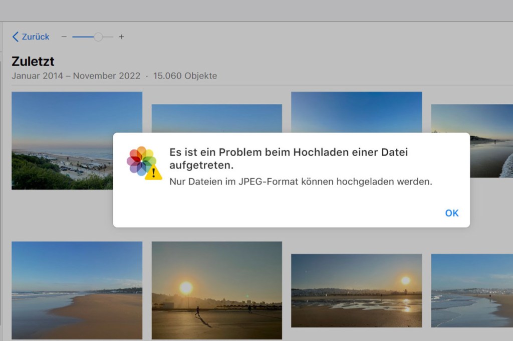 iCloud-Fehlermeldung