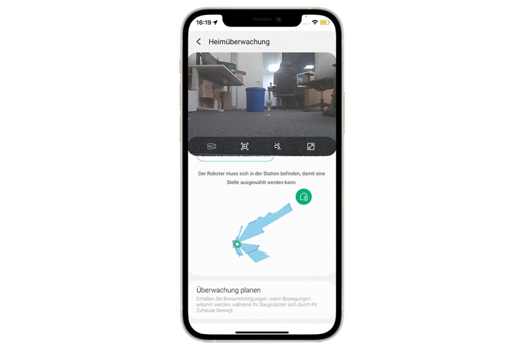 Ein App-Screenshot der Samsung Heimüberwachung.