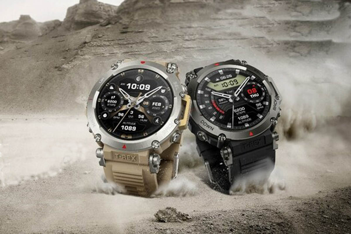 Produktbild der Amazfit T-Rex Ultra in schwarz und beige