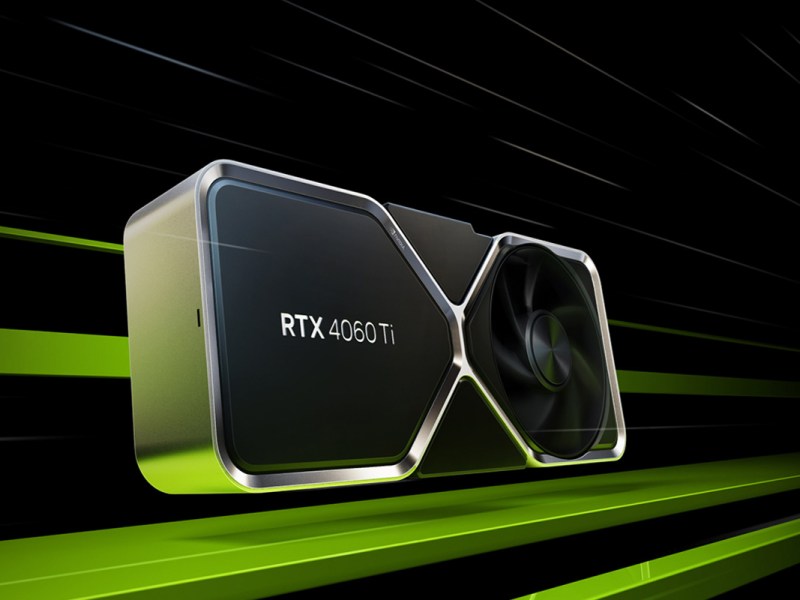 DIe Nvidia GeForce RTX 4060 Ti vor schwarzem Hintergrund.