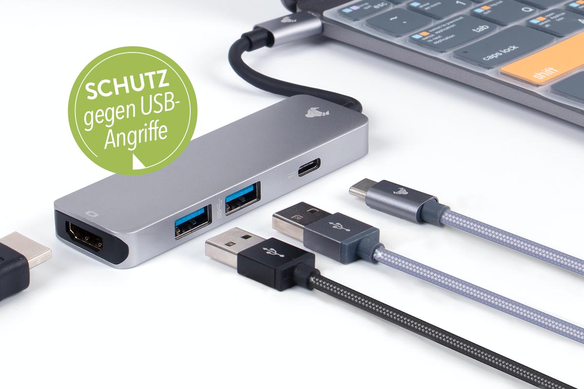 USB-Kabel auf einem weißen Tisch.