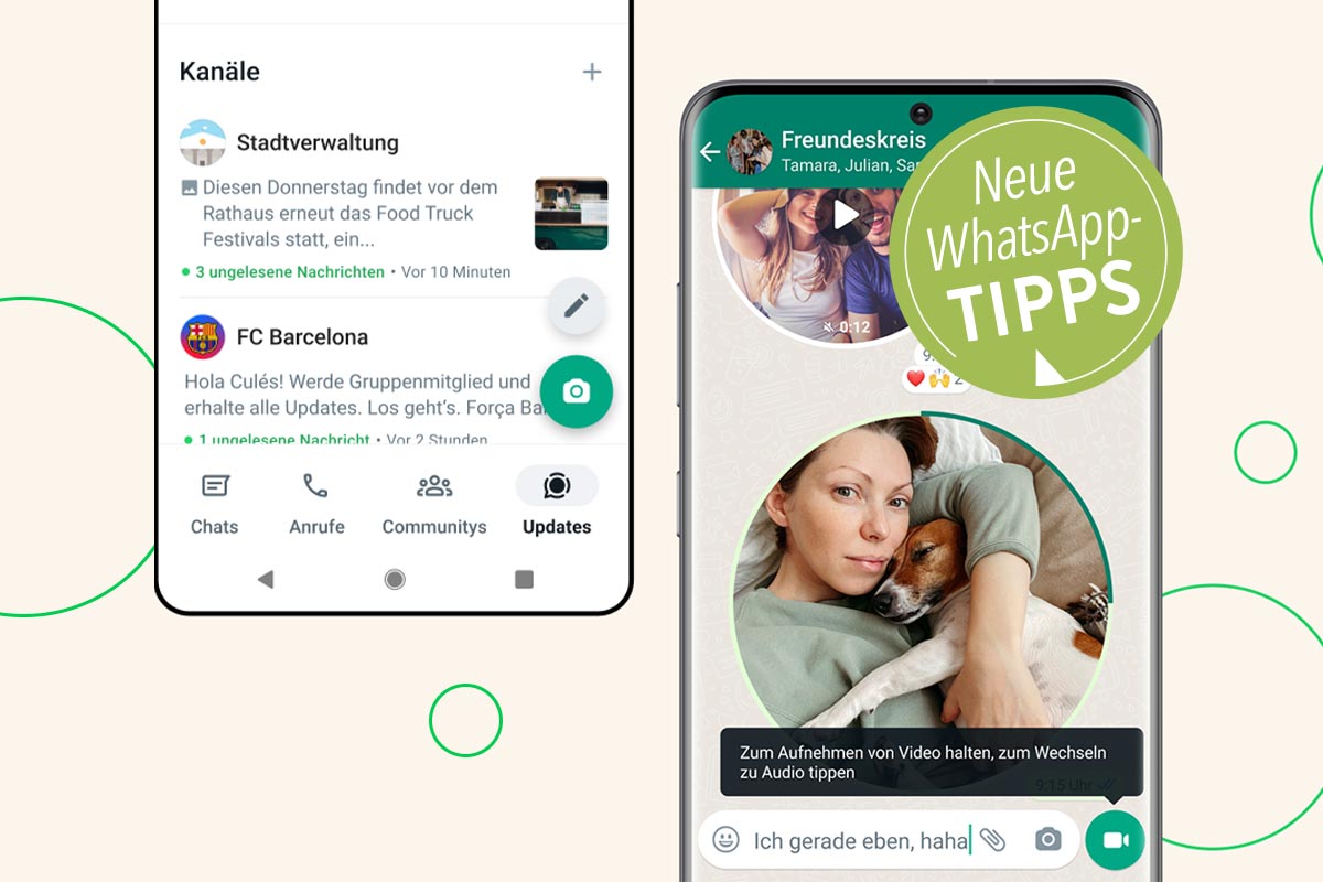 Smartphones, auf denen WhatsApp geöffnet ist.