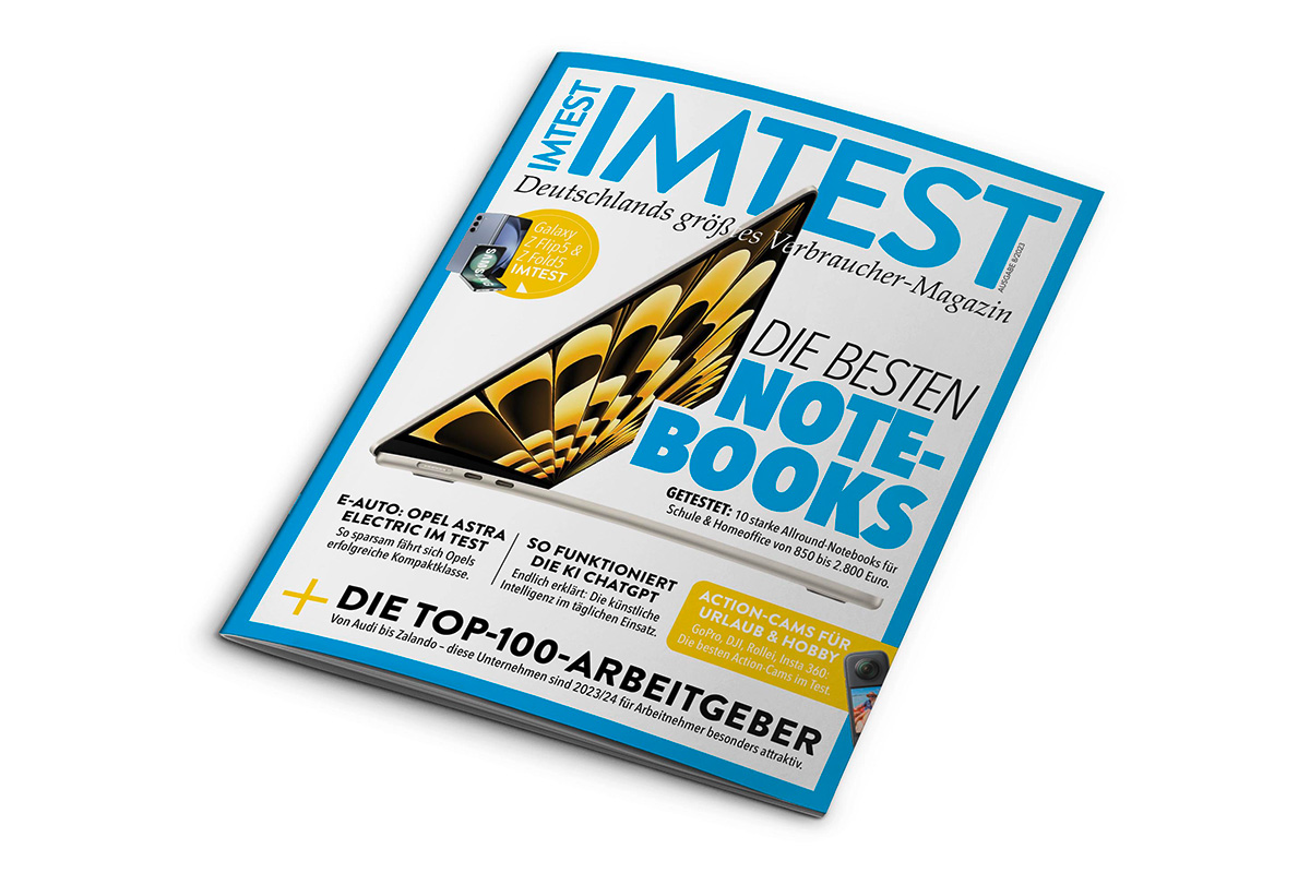 Cover-Bild der neuen IMTEST-Ausgabe, mit Notebook auf dem Cover.