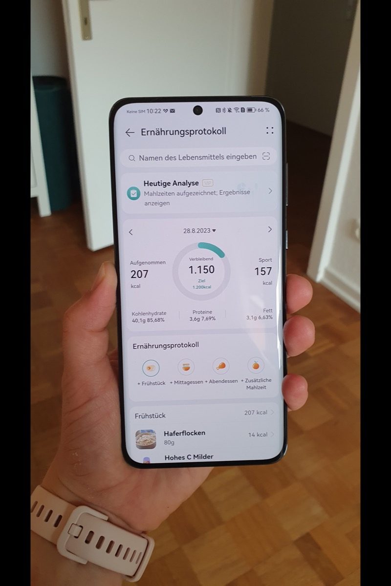 Eine Anzeige in der Huawei Health App.