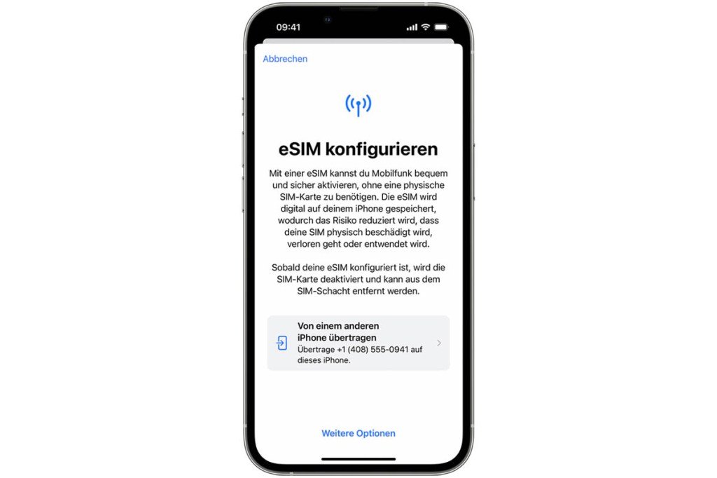 ESIM übertragen auf iOS16