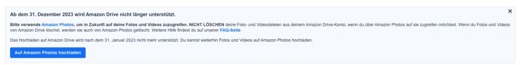 Ein Screenshot von Amazon Drive.