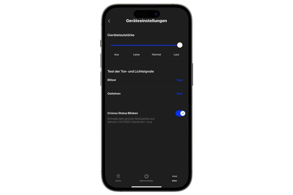 In der Ooono App kann man die Gerätelautstärke einfach einstellen.