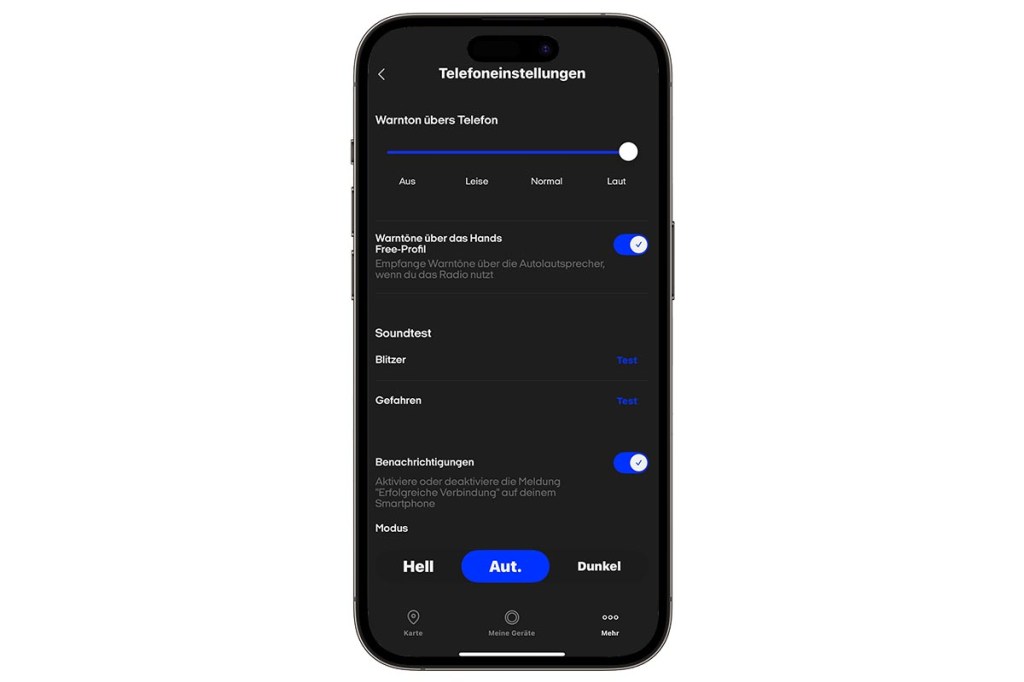 Warntöne übers Telefon lassen sich in der App leicht einstellen.