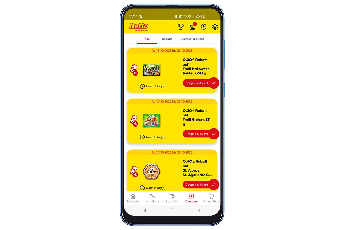 Ein Screenshot aus der Netto-App.