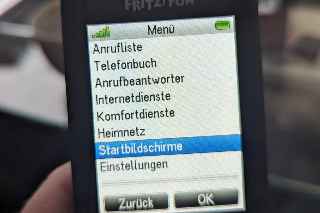 Das Funktionsmenü des Telefons