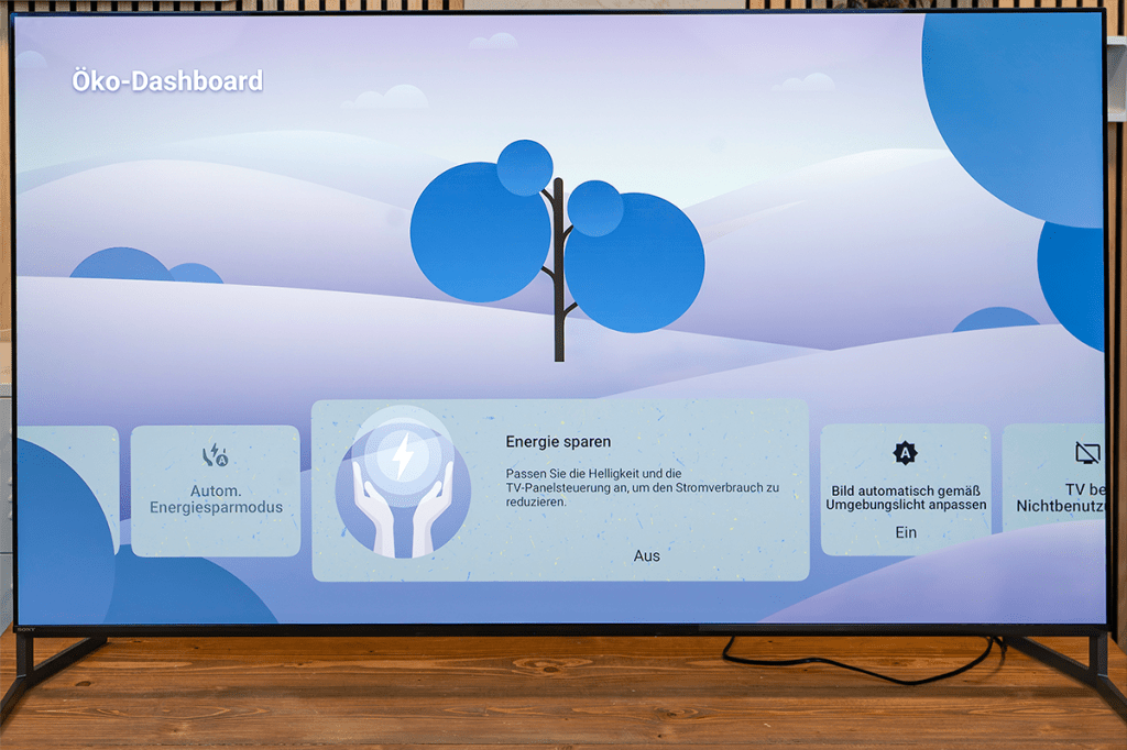 Das ECO-Dashboard des Sony A95L.