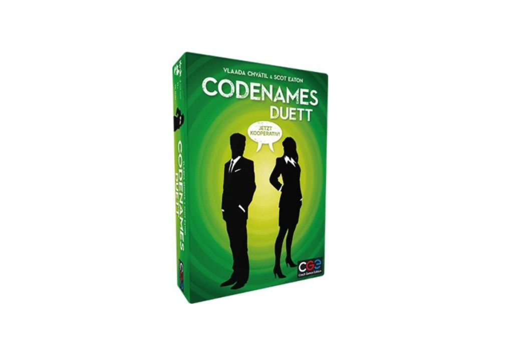 Das Brettspiel Codenames Duett in seiner Packung.