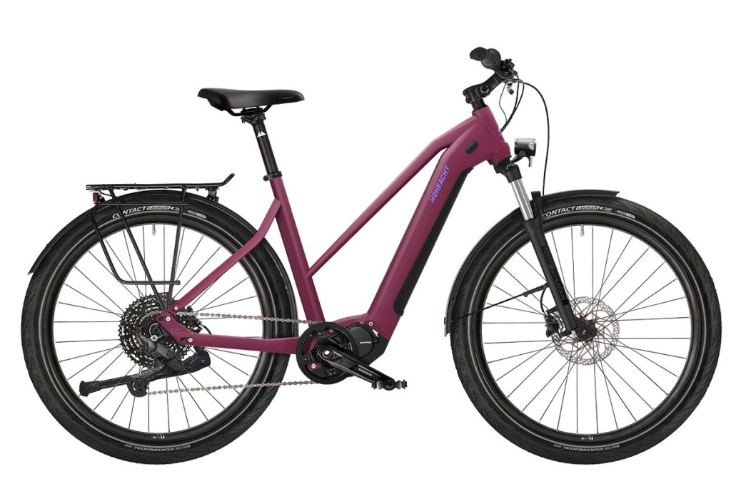 Productshot rotes Trekking-E-Bike von der Seite