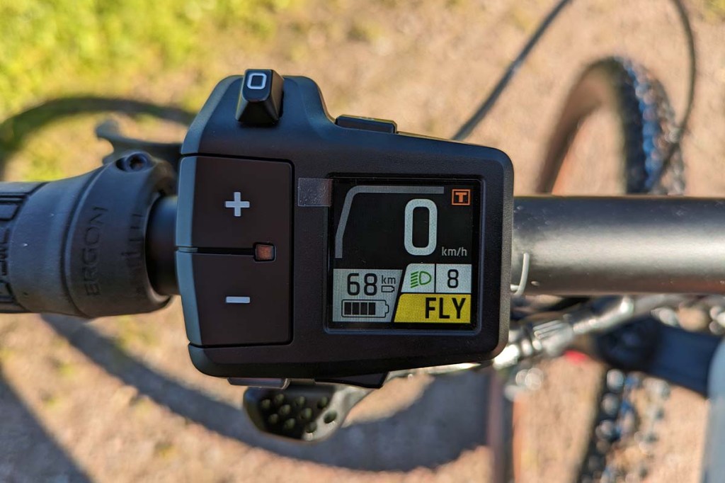 Nahaufnahme Bedieneinheit plus Display an einem E-bike