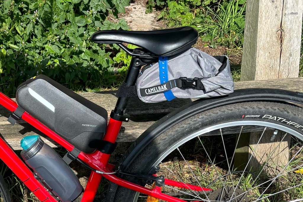 Nahaufnahme SAtteltasche an einem Fahrrad