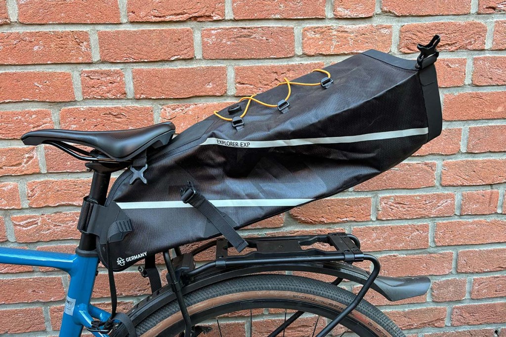 Nahaufnahme Satteltasche an einem Gravelbike