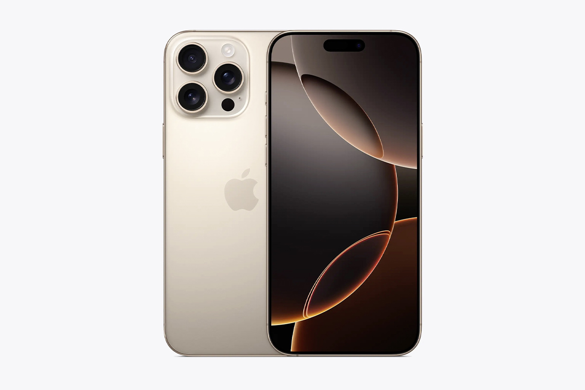 Produktbild des Apple iPhone 16 Pro Max auf weißem Grund.