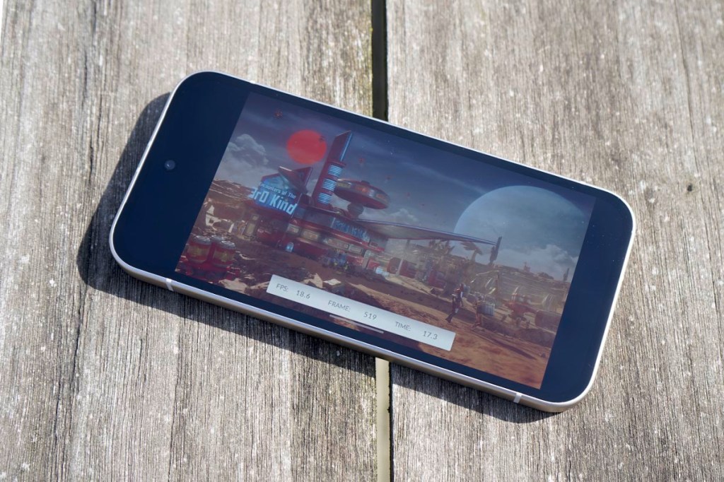 Auf dem Pixel 9a läuft eine 3D-Benchmark.