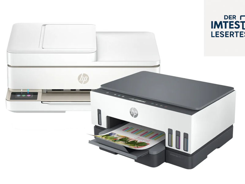 Die Drucker von HP vor weißem Hintergund.